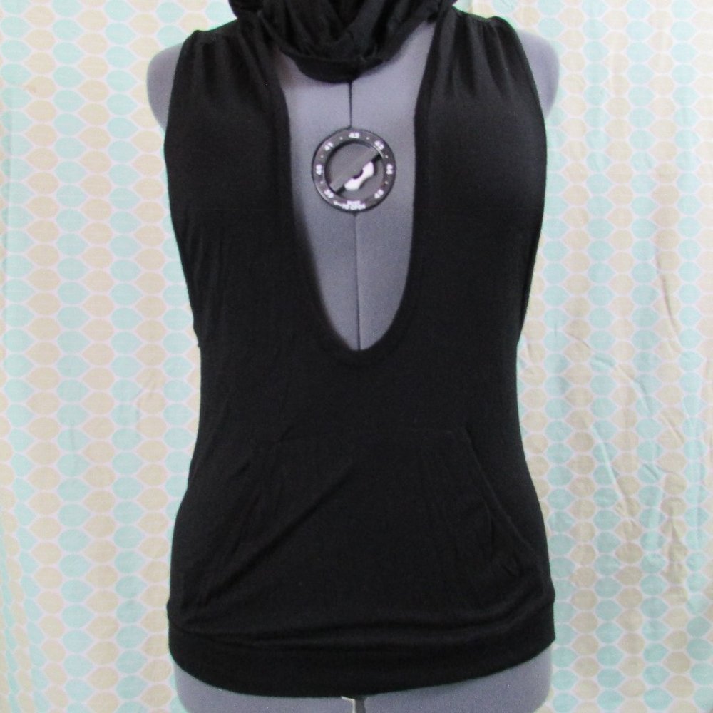 3/$15 Divided Black Hooded Tank Top